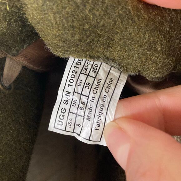 UGG Calynda Tan Suede Leather Heeled Booties Lace Up Sz 8 Shearling Lined Fall - Picture 4 of 11